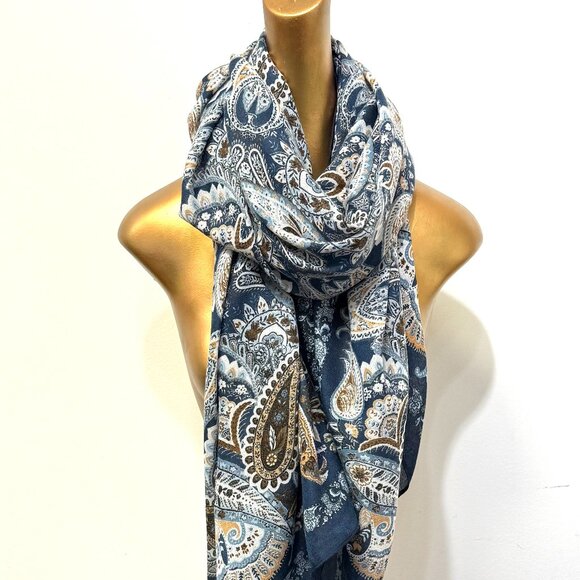 💖💖NEW ARRIVAL!  Moroccan Paisley Fall Scarf Blue - Picture 1 of 2